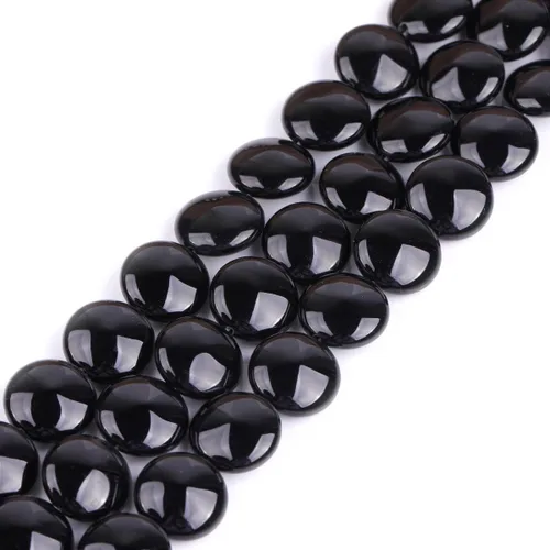 Miniatura 9 de GEM-Inside - Cuentas sueltas de ágata negra natural de 0.630 in, moneda de cristal de rayas energéticas para hacer joyas, 15 pulgadas