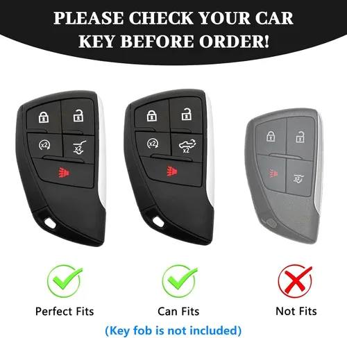 Miniatura 2 de Funda para llavero de Chevy, protección de funda de llave de TPU suave que se adapta a Chevy Suburban Tahoe Silverado 1500 GMC Yukon Sierra Buick