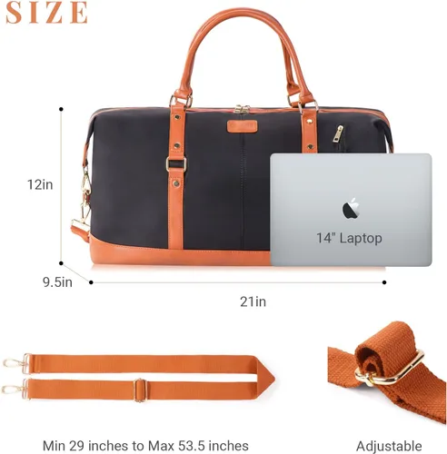 Miniatura 15 de Oflamn Bolsa de fin de semana para mujer, bolsa de lona para la noche, bolsa de viaje grande, bolsa de viaje con compartimento para zapatos, juego
