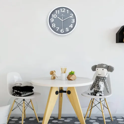 Miniatura 3 de Lafocuse Moderno reloj de pared gris con números grandes 3D silencioso sin Tic Tac, 11.8 in, fácil de leer, decorativo para sala de estar