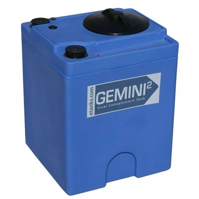 Gemini2 - Tanque de doble contención cuadrado azul de 20 galones, 18 pulgadas de largo x 18 pulgadas de ancho x 24 pulgadas de alto