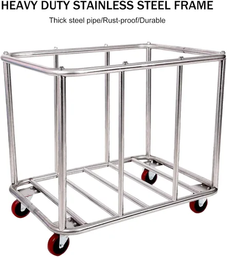 Miniatura 5 de 12 Bushels - Carrito de lavandería para uso comercial/hogar, canasta grande de acero inoxidable resistente con ruedas, para organizador y Azul-3
