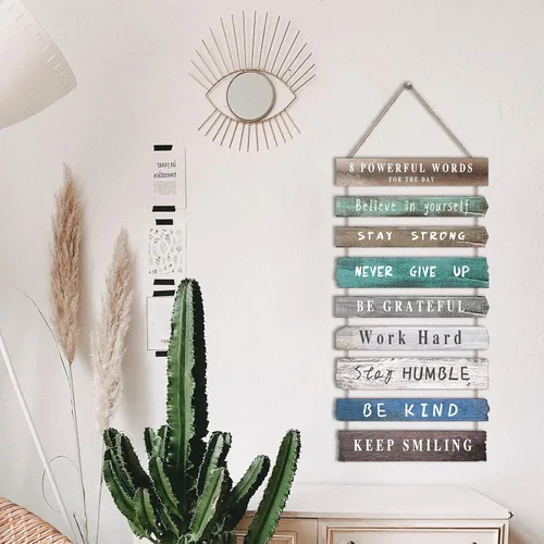 Miniatura 8 de Decoración de pared inspiradora para oficina, decoración rústica de madera para colgar, arte de pared motivacional, citas positivas inspiradoras, 8