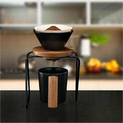 Miniatura 9 de ChefWave Juego de cafetera de una sola porción con gotero de cerámica estilo V60 y taza de café, sin BPA, compatible con filtros No. 2 (2 artículos)