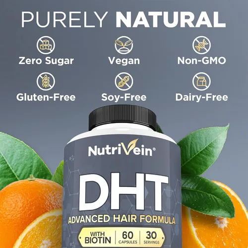 Miniatura 6 de Nutrivein Bloqueador DHT prémium para hombres y mujeres, con biotina, suministro para 30 días (60 cápsulas): suplementos para el cabello