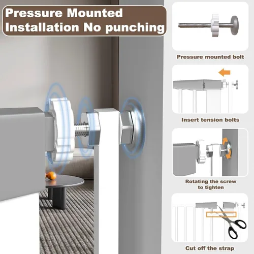Miniatura 2 de Puerta para gatos extra alta de 51.18 pulgadas, puerta ajustable para mascotas para puertas y escaleras de 29.5 a 40.5 pulgadas de ancho, puerta