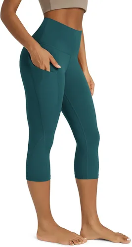 Miniatura 37 de ODODOS - Leggings capri de cintura alta para mujer con bolsillos, control de abdomen, no se transparentan, para entrenamiento atlético, running