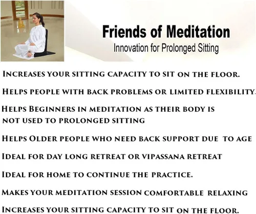 Miniatura 4 de Friends of Meditation Silla de meditación extra grande Silla de piso con soporte de respaldo Sillas de yoga para adultos Silla plegable Negro