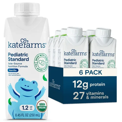 Miniatura 11 de KATE FARMS - Batido de nutrición pediátrica orgánica de chocolate alto en calorías 1.2, 12g de proteína, 27 vitaminas y minerales, reemplazo