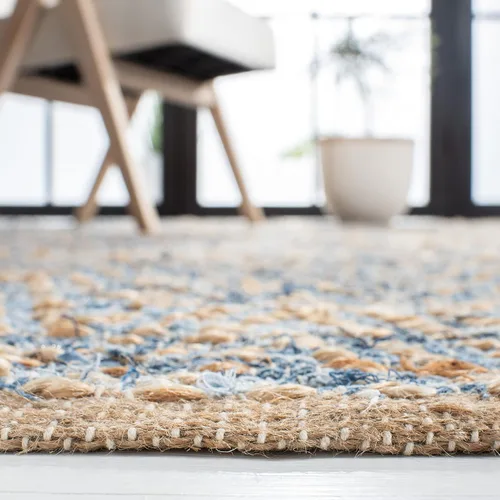 Miniatura 5 de Safavieh - Colección Cape Cod CAP350A, tapete tejida a mano en algodón natural y azul, Yute