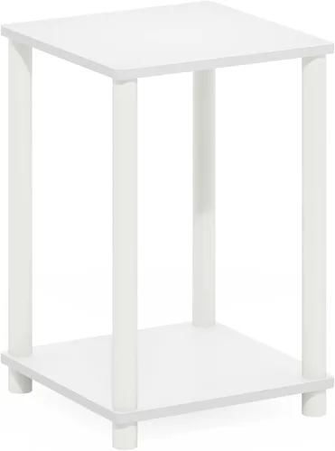 Miniatura 5 de Furinno Turn-N-Tube - Mesa auxiliar lateral de 2 niveles con estante abierto, mesita de noche sin herramientas, mesita de cama, para sala de estar