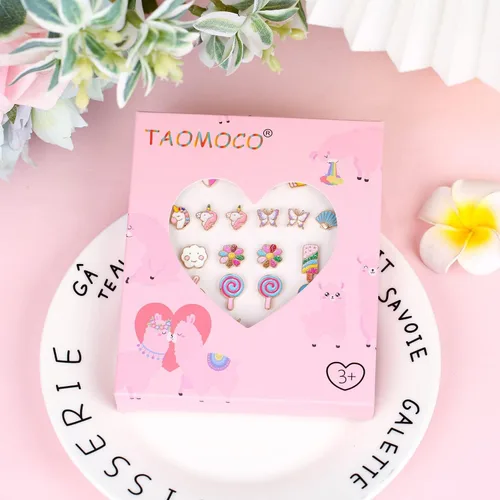 Miniatura 7 de Juego de 24 pares de aretes hipoalergénicos para niñas, adolescentes y niños, de acero inoxidable, diseño de animales, mariposa, arco iris