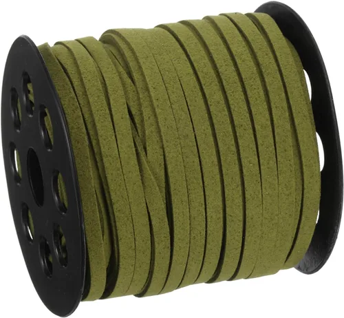 uxcell Cordón de gamuza, 49.21 yardas, 0.197 in, cuerda plana de hilo de cuero para bolso, bolso, cordones de zapatos, manualidades, fabricación de