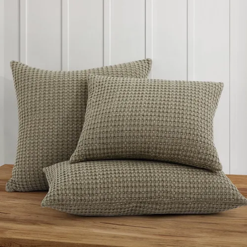Miniatura 3 de Levtex Home - Mills Waffle Taupe - Almohada decorativa (12 x 24 pulgadas) - Waffle - Taupe