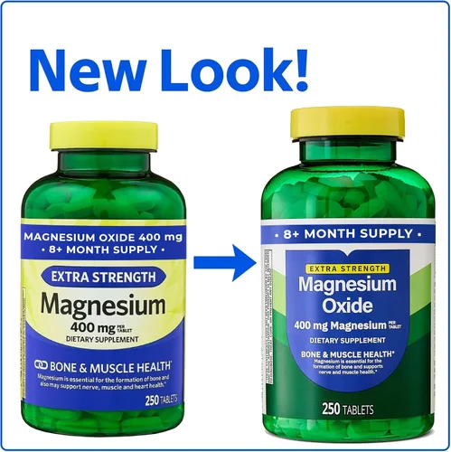 Miniatura 2 de Suplemento de óxido de magnesio de 400 mg para la salud ósea, muscular y cardíaca - Tabletas de magnesio extra fuertes - 250 unidades, suministro