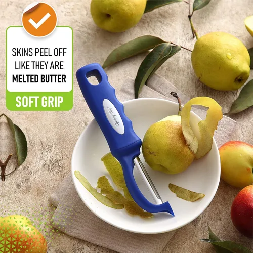 Miniatura 4 de Spring Chef Pelador de Verduras Giratorio Premium, Mango de Agarre Suave y Cuchillas de Acero Inoxidable Ultra Afiladas - Pelador de Cocina Perfecto