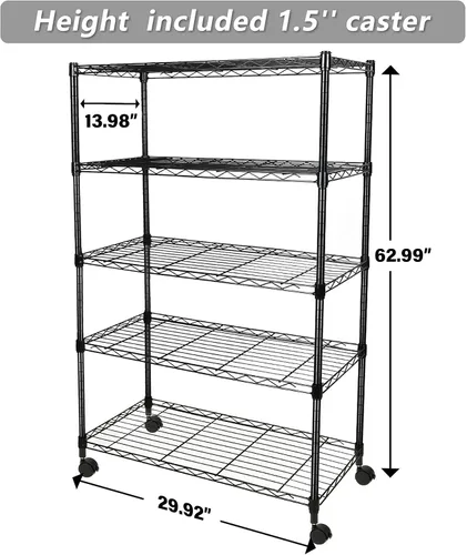 Miniatura 8 de Simple Deluxe - Estantería resistente de almacenamiento de 5 estantes, capacidad de carga de 1250 libras, 29.92" de profundidad x 13.98" de ancho x