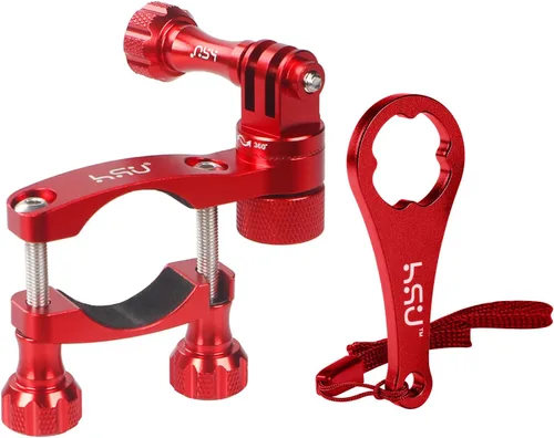 Miniatura 7 de HSU Manillar de bicicleta de aluminio de 0.6 a 1.3 pulgadas, poste de asiento de rotación de 360°, soporte de poste de esquí compatible con GoPro