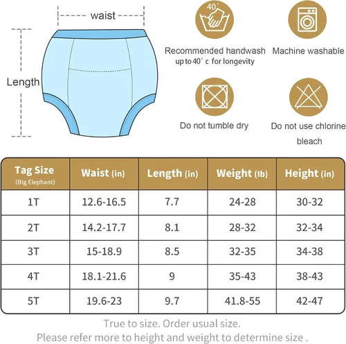 Miniatura 6 de BIG ELEPHANT Potty Training Underwear - 10 Pack, 100% Cotton Absorbent Unisex Toddler Pee Pants for Boys Girls
