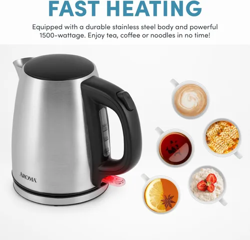 Miniatura 3 de Aroma Housewares - Tetera eléctrica de acero inoxidable de 1.0L / 4 tazas (AWK-267SB)