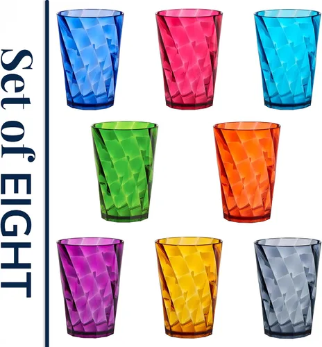 Miniatura 8 de Vasos US Acrylic Optix Mini, de plástico, reutilizables, aptos para lavavajillas (juego de 8) Tazas de jugo de 8oz en colores de tono de joya