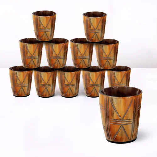 Miniatura 10 de Handicrafts Home Juego de 4 vasos de chupito hechos a mano, patrón entrecruzado de 6.5 onzas, chupitos de whisky vikingo naturales para cócteles
