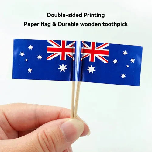 Miniatura 3 de Palillos de dientes pequeños con bandera australiana para aperitivos de fiesta, cupcakes, pasteles y comida, perfectos para vacaciones nacionales