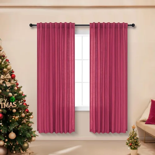 Miniatura 23 de Cortinas Largas de Lino de Lino 108 Pulgadas de Longitud para Sala de Estar 2 Paneles Bolsillo de Pestaña Trasera Cortinas Grandes para Ventana Saco
