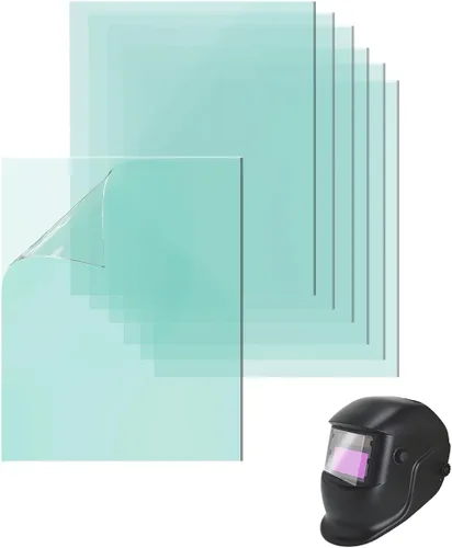 Miniatura 11 de Lente de cubierta de casco de soldadura de 4.5 x 5.25 pulgadas, 10 fundas de lente transparentes de repuesto para casco de soldadura