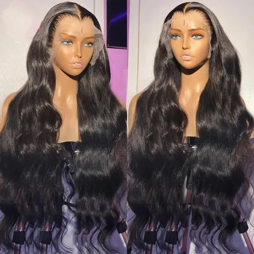 Miniatura 2 de Pelucas de encaje frontal de onda suelta 13x4, 200 densidad, prearrancadas, peluca de encaje frontal de onda corporal HD para mujeres, sin pegamento