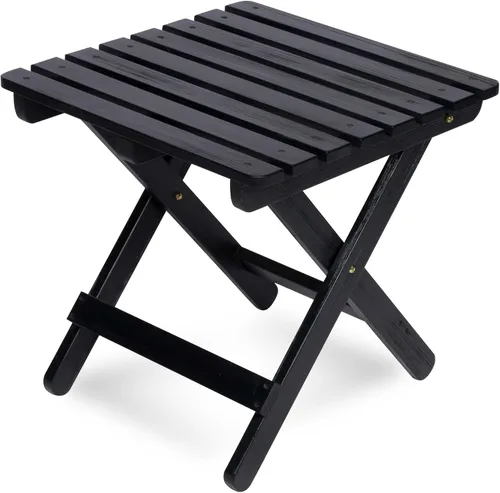 Miniatura 6 de Shine Company - Mesa auxiliar cuadrada plegable de madera maciza, mesa de patio pequeña Adirondack para exteriores, natural