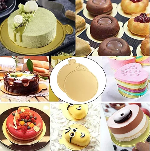 Miniatura 7 de WANBAO 80 piezas Mini tablas de pastel para mousse y cupcakes, doradas 9 cm