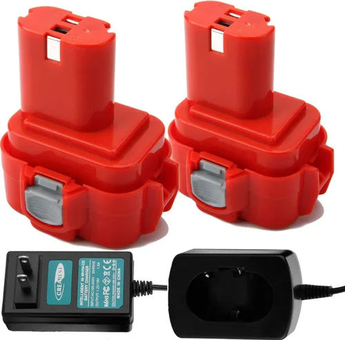 CREABEST Paquete de 2 baterías de 3.5Ah compatibles con Makita 9.6V A09 9100 9120 9122 9133 9134 9135 9135A, incluye cargador de batería Ni-MH/Ni-CD