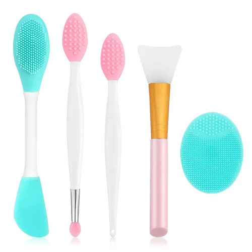 Miniatura 8 de Limpiador facial de silicona, 2 cepillos exfoliantes para labios, 2 cepillos de limpieza facial y cepillo de máscara facial de silicona, herramienta