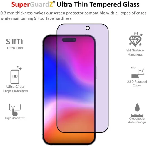Miniatura 3 de [Paquete de 2] Protector de pantalla de cubierta completa para iPhone 16 Plus, vidrio templado antiluz azul, protección para los ojos, antiarañazos