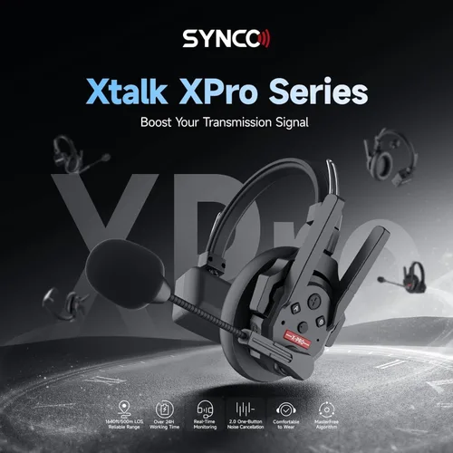 Miniatura 3 de SYNCO XTalk Pro2 XPro X2 - Sistema de comunicación de auriculares inalámbricos de 2,4 GHz, dispositivo maestro aleatorio, rango de operación