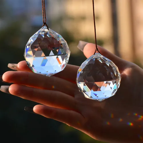 Miniatura 20 de STINO - 2 piezas prismas atrapasoles de bola de cristal de 4cm, atrapasoles colgantes con prisma de vidrio, creador de arcoíris para ventanas