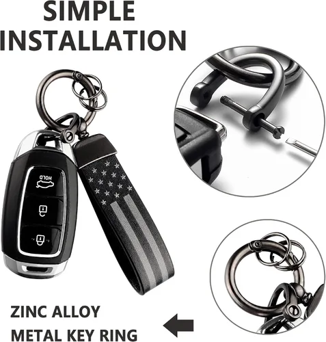Miniatura 5 de Kit de llavero de automóvil, llavero de anillo en D antipérdida, giratorio de 360 grados con destornillador, adecuado para hombres y mujeres