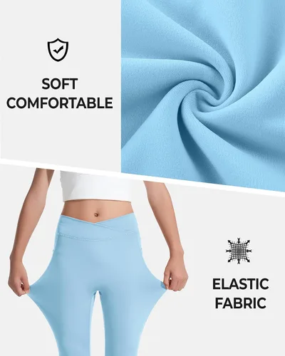 Miniatura 3 de BOOPH Leggings acampanados para niñas con bolsillos cruzados de cintura alta, pantalones de yoga acampanados pantalones deportivos