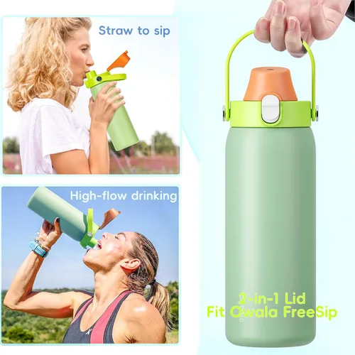 Miniatura 5 de Tapa 2 en 1 para tazas Owala Freesip, tapa de repuesto para Owala de 16 onzas, 24 onzas, 25 onzas, 32 onzas, 40 onzas, tapa superior de botella