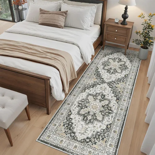 Miniatura 883 de Madane Tapete lavable de 2 x 10 pies para pasillo, cocina, recibidor, clásico, suave, antideslizante para interiores, casa de campo, baño, sala