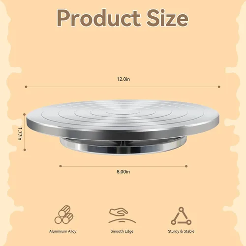 Miniatura 5 de Rueda de escultura de cerámica de doble cara de 12 pulgadas para adultos, rueda de aluminio resistente con rodamientos de bolas, para cerámica