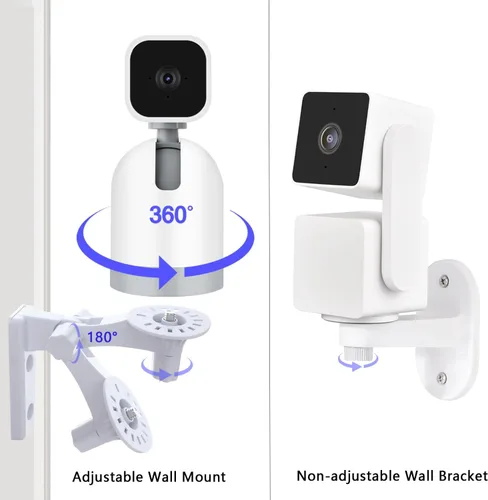 Miniatura 7 de Soporte de pared para cámara compatible con Blink Mini Pan-Tilt Camera, WYZE Cam Pan V3/Pan V4, WYZE Duo Cam, soporte de cámara ajustable de 180°