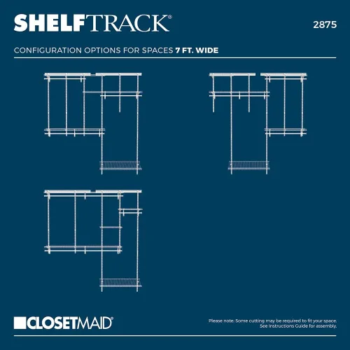 Miniatura 6 de ClosetMaid ShelfTrack - Sistema organizador de alambre para armario, ajustable de 5 a 8 pies, con estantes, barras de ropa, estante para zapatos