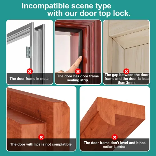 Miniatura 6 de TSMST Cerradura superior de puerta a prueba de niños, cerradura de puerta de seguridad con doble rodillo ajustable, evita arañazos, sólida y segura