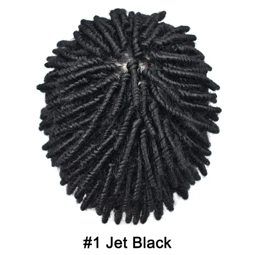 Miniatura 2 de Trenzas afro de cabello humano tipo tupé negro para hombres negros, trenzas de ganchillo, tupé para hombres negros, unidad de cabello con rastas