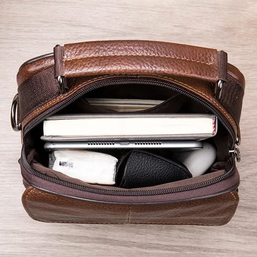 Miniatura 7 de Bolso bandolera de cuero para hombre, de viaje de negocios, al aire libre, bolsa casual, maletín de mano, mochila