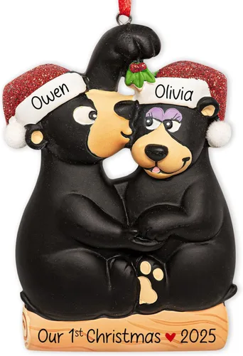 Miniatura 6 de Adorno personalizado de nuestra primera Navidad juntos 2026 Decoración personalizada para árbol de Navidad de pareja de gnomos Nombre