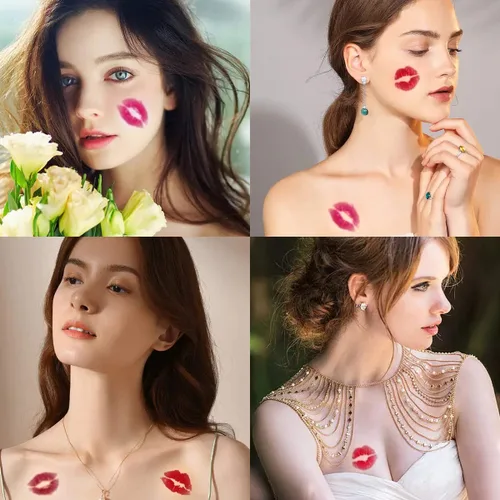 Miniatura 5 de 150 calcomanías de tatuajes temporales de San Valentín, tatuajes de labios sexy, decoración del día de San Valentín, calcomanías de tatuaje falso