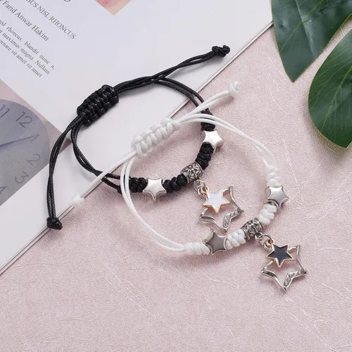 Miniatura 6 de Aesnefe Pulseras para parejas para 2 personas Pinky Promise a juego para parejas, regalos de relación de larga distancia para novio, aniversario